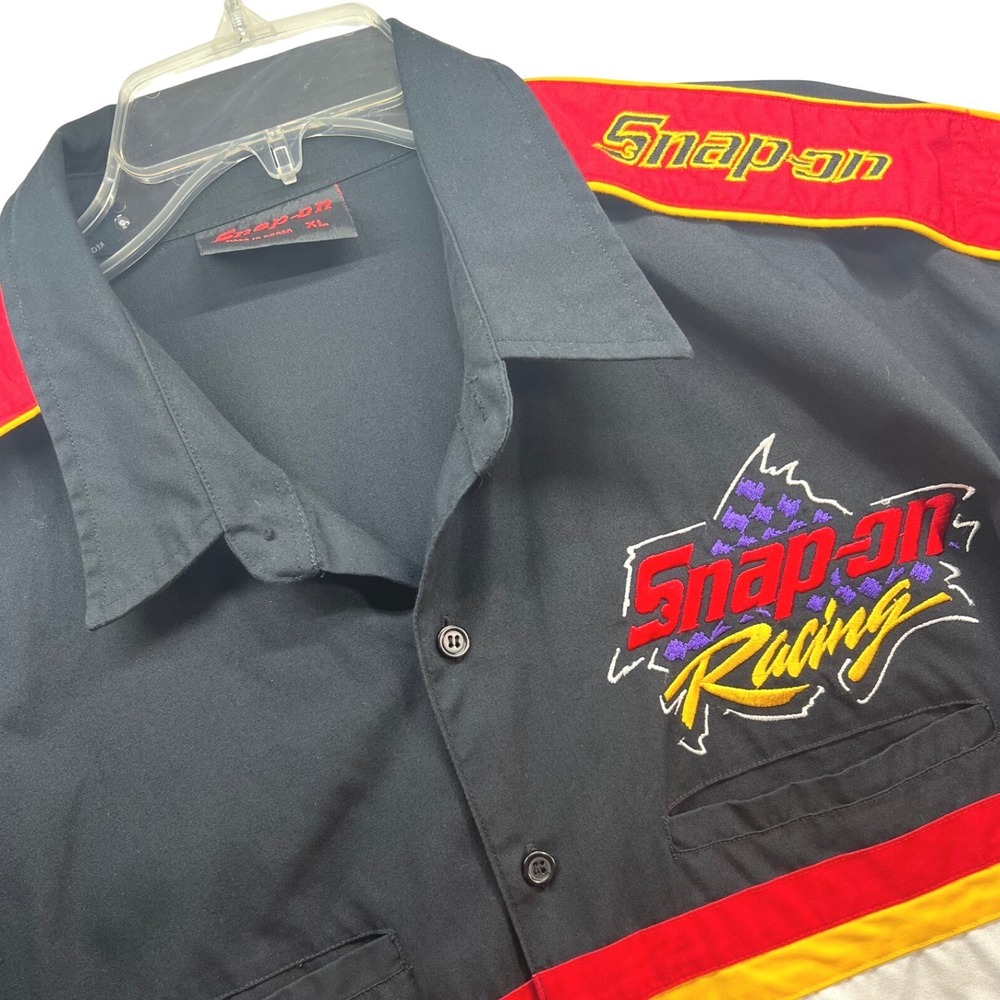 Snap-on Racing Mens XL Pit Crew Shirt Embroidered Patches RCR Drag Racing Black